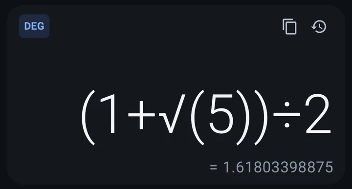 The same sum on one line: (1+√(5))÷2