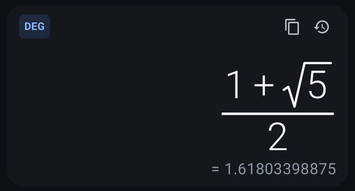 The sum one plus the square root of five, over two, drawn as a fraction