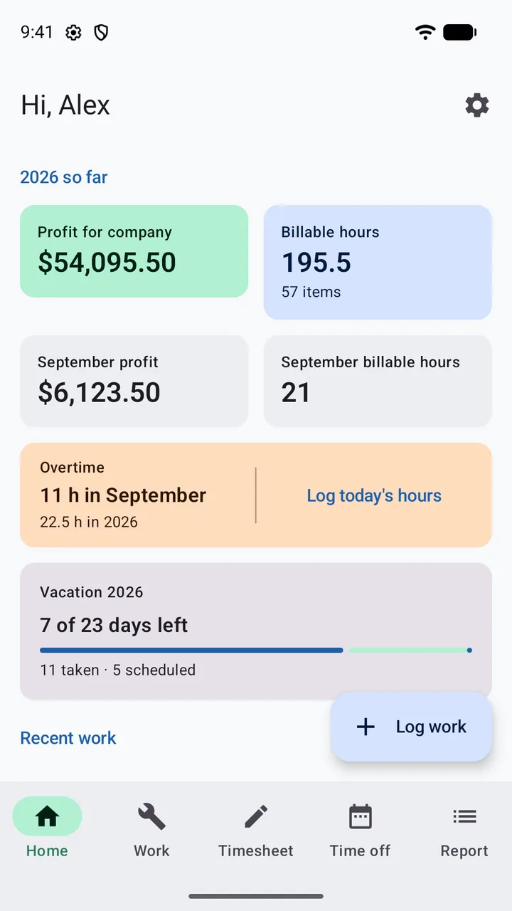 My Work Tracker on a phone