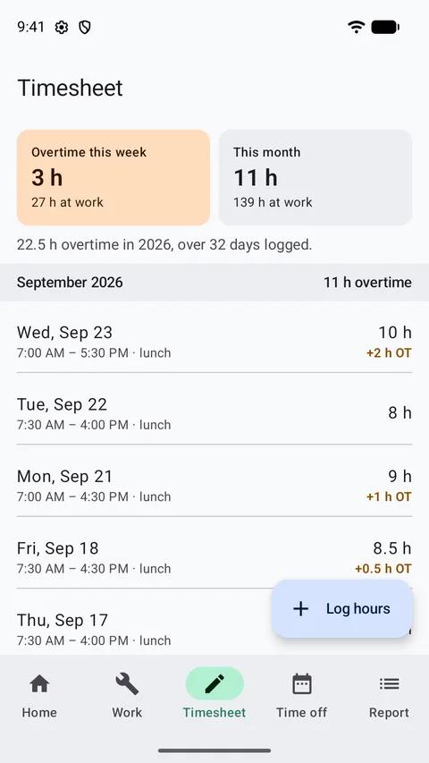 My Work Tracker screenshot 2